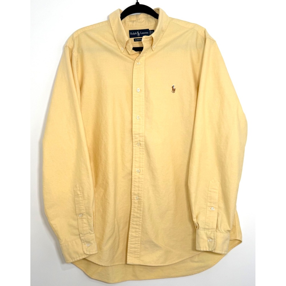 Ralph Lauren Classic Fit Yellow Oxford Shirt Men's XL Pony